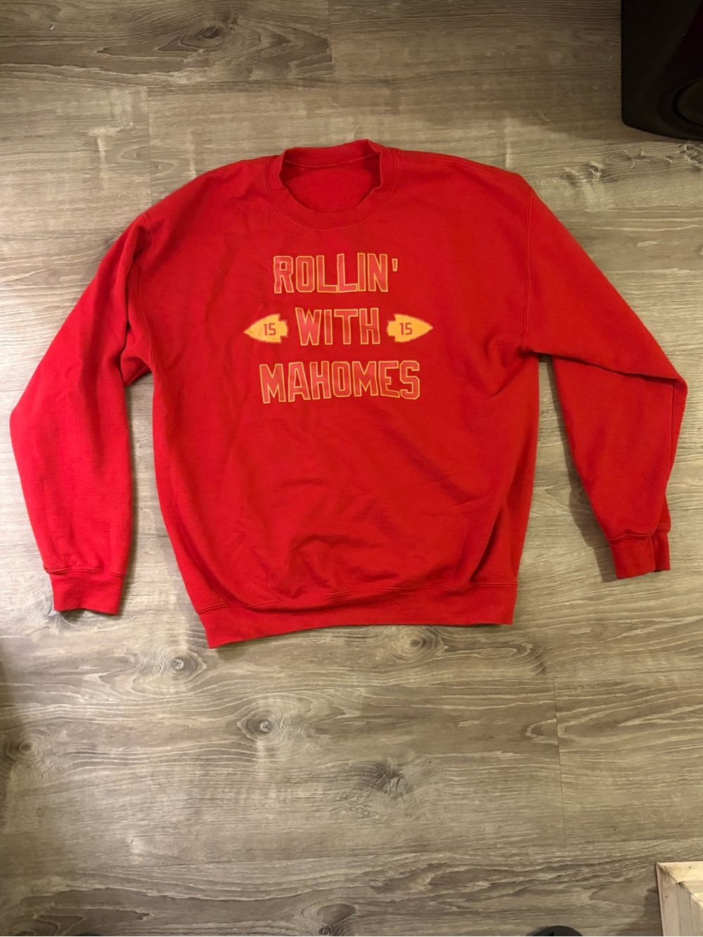 Kansas City Chiefs Red Crewneck Sweater - Rollin' With Mahomes Graphic